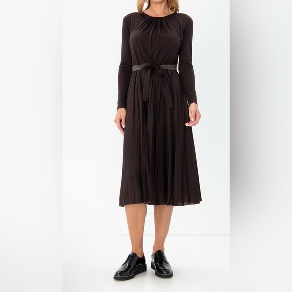 NEW Marella Zufolo Pleated Midi Dress large - Picture 5 of 16